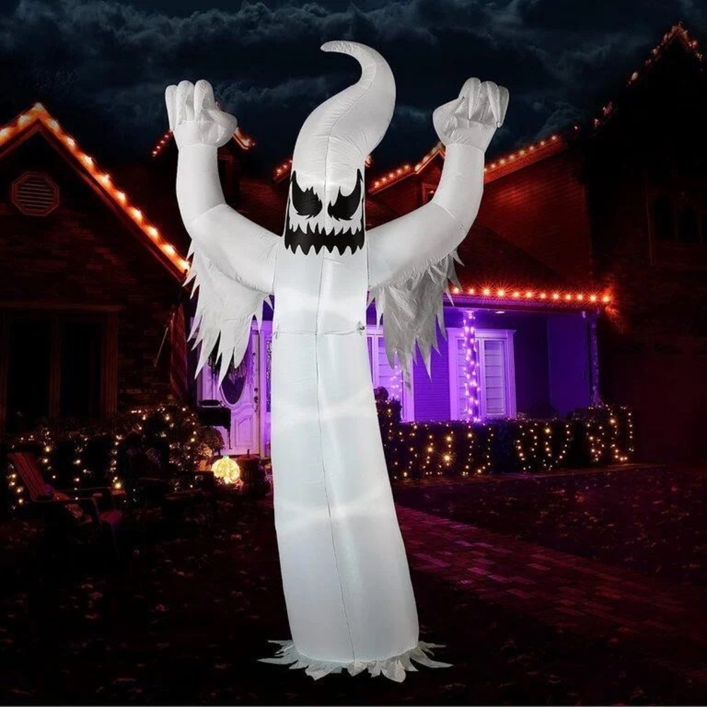12 Ft Halloween Inflatable Scary Spooky Ghost Inflatable Yard Decoration LED